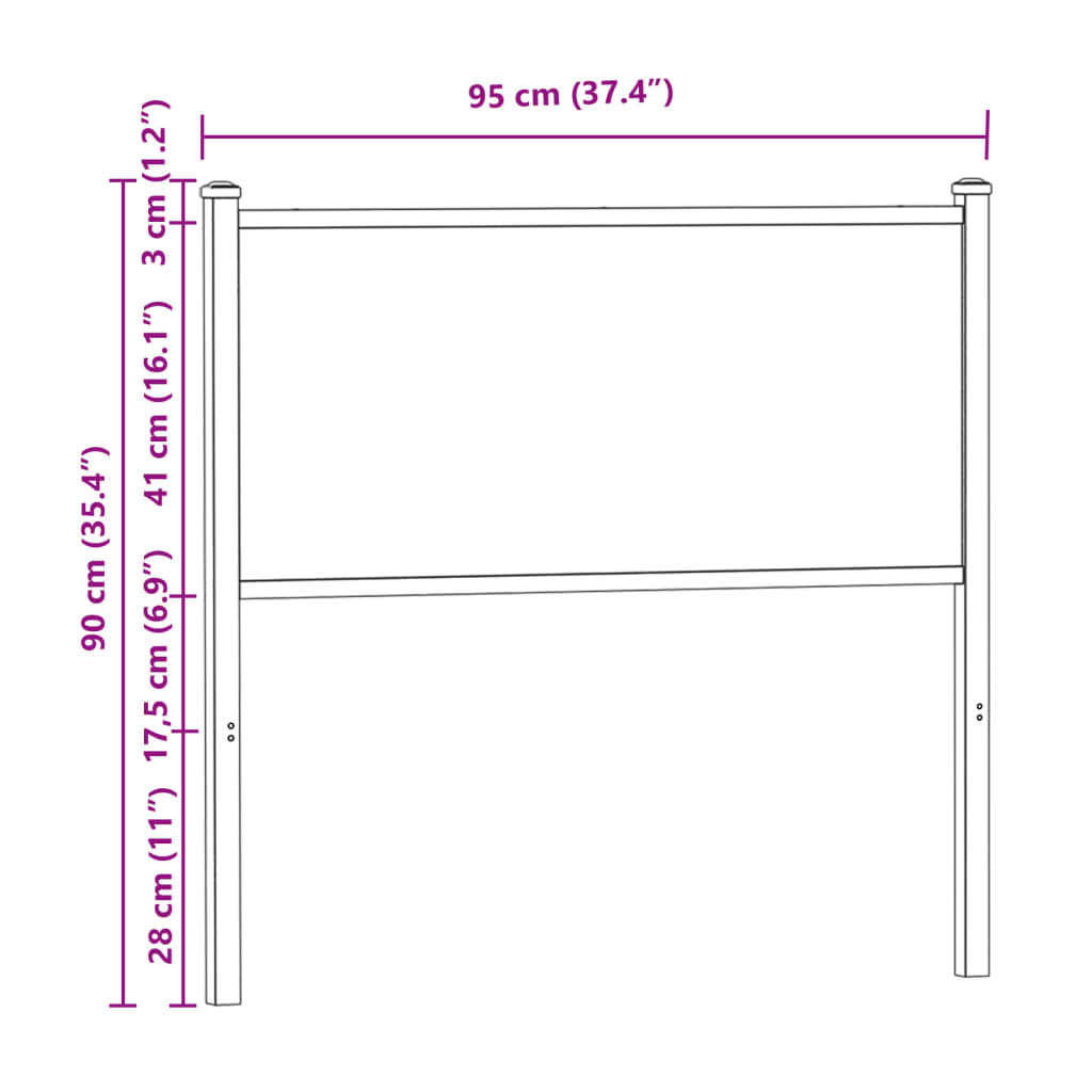 Tête de lit sonoma 90 cm bois d'ingénierie et acier Têtes et pieds de lit vidaXL   