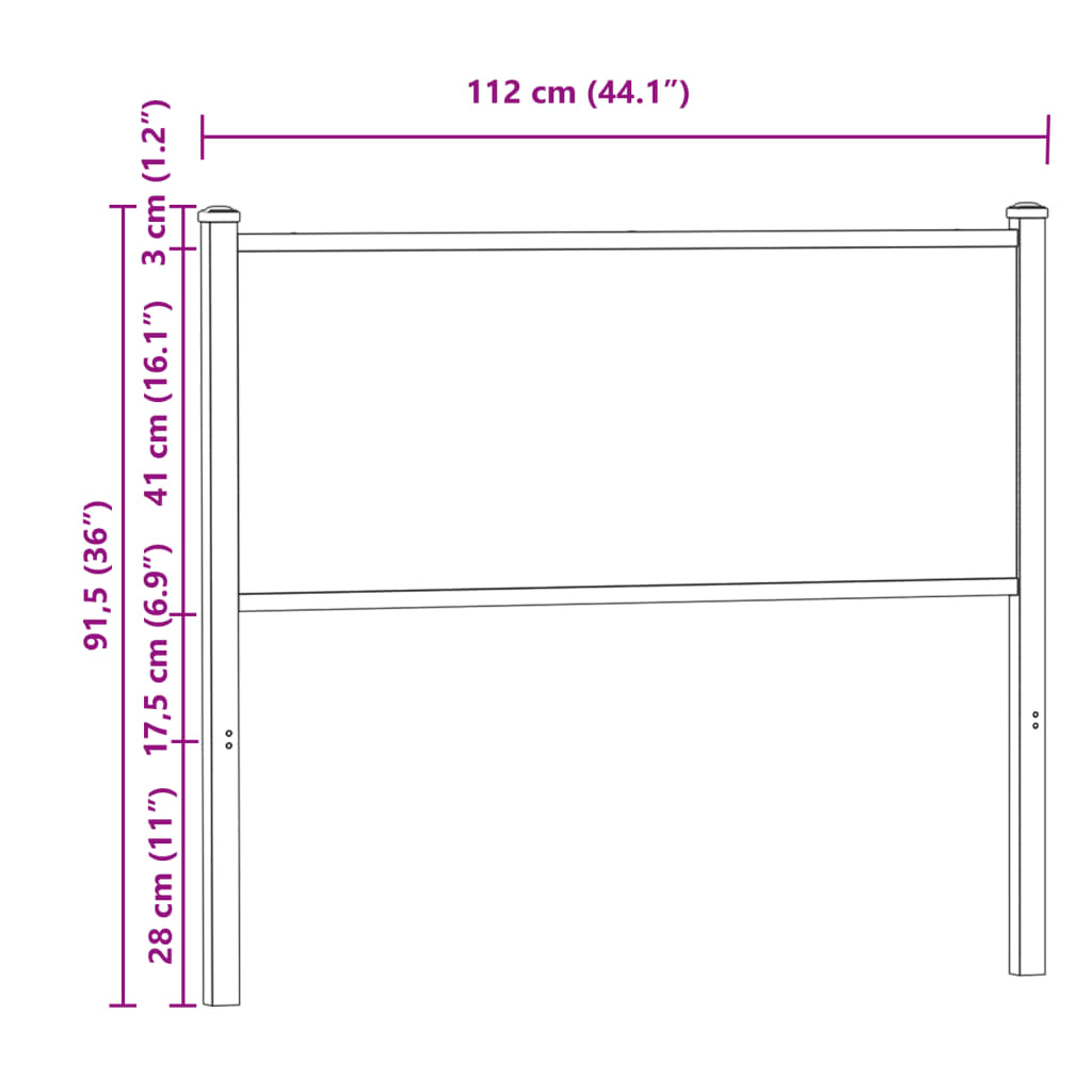 Tête de lit sonoma 107 cm bois d'ingénierie et acier Têtes et pieds de lit vidaXL   