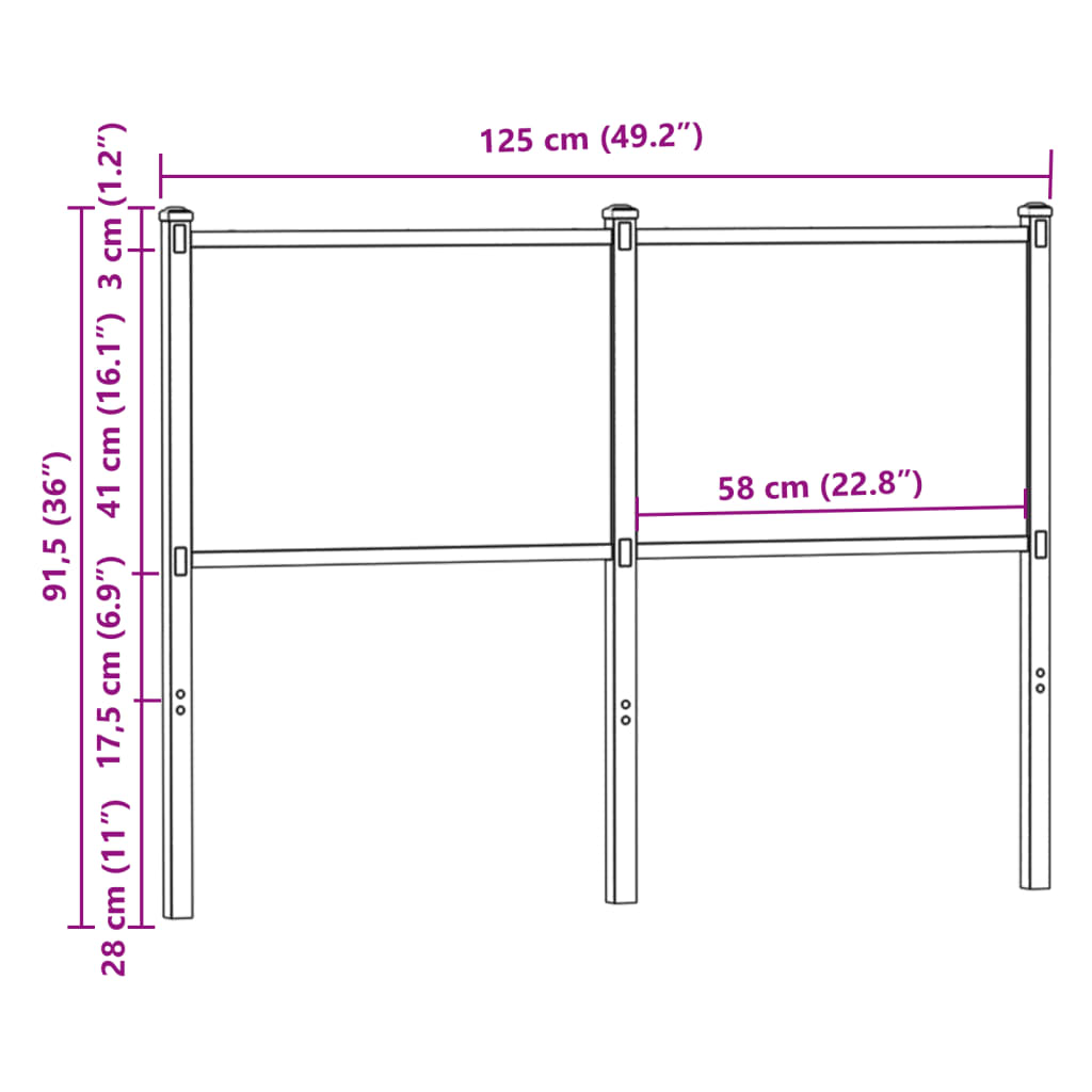 Tête de lit sonoma 120 cm bois d'ingénierie et acier Têtes et pieds de lit vidaXL   