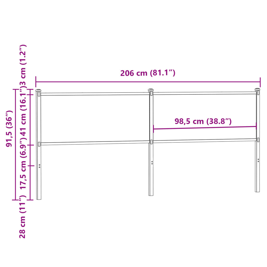 Tête de lit sonoma 200 cm bois d'ingénierie et acier Têtes et pieds de lit vidaXL   