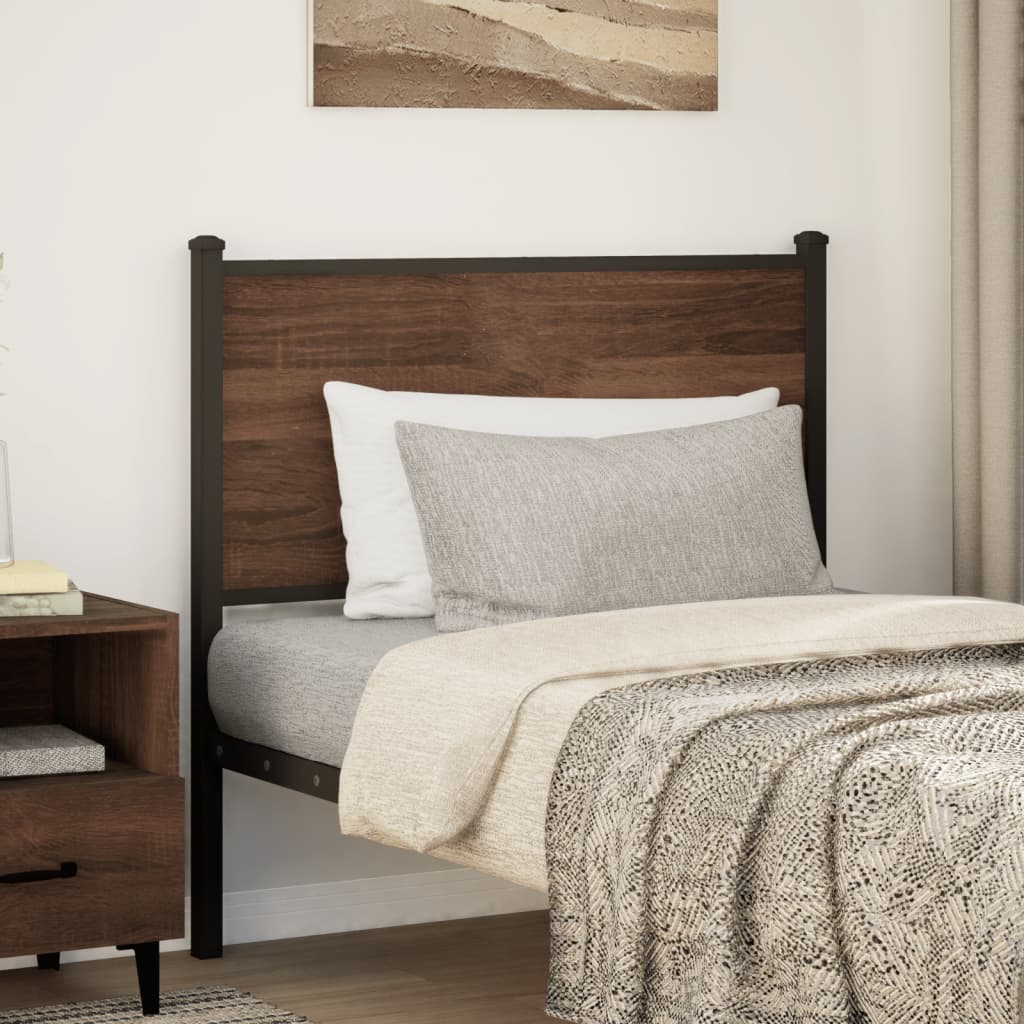 Tête de lit chêne marron 80 cm bois d'ingénierie et acier Têtes et pieds de lit vidaXL   