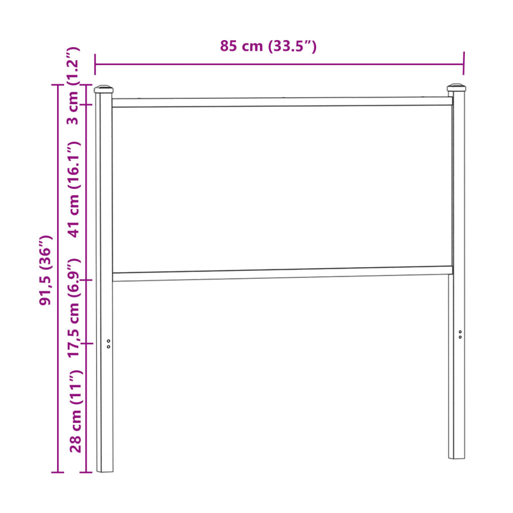 Tête de lit chêne marron 80 cm bois d'ingénierie et acier Têtes et pieds de lit vidaXL   