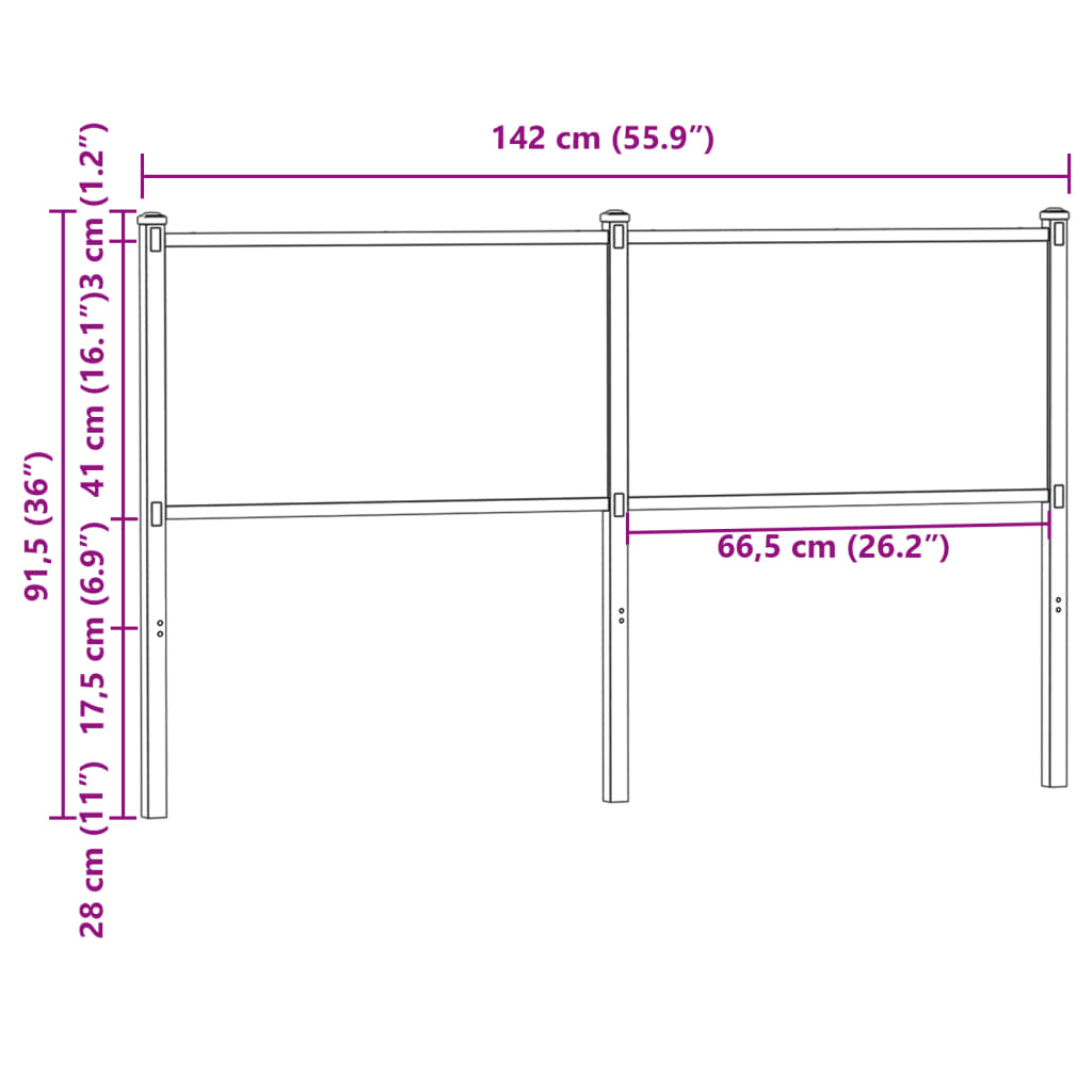 Tête de lit chêne marron 135 cm bois d'ingénierie et acier Têtes et pieds de lit vidaXL   