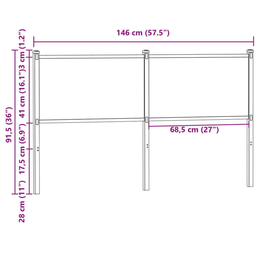 Tête de lit chêne marron 140 cm bois d'ingénierie et acier Têtes et pieds de lit vidaXL   