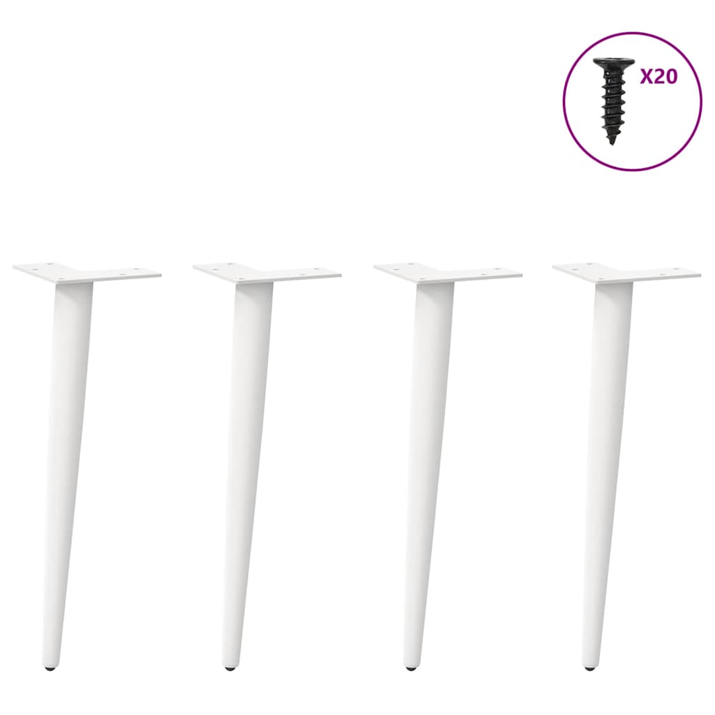 Pieds de table basse forme conique 4 pcs blanc 30-31 cm acier Pieds de table vidaXL   