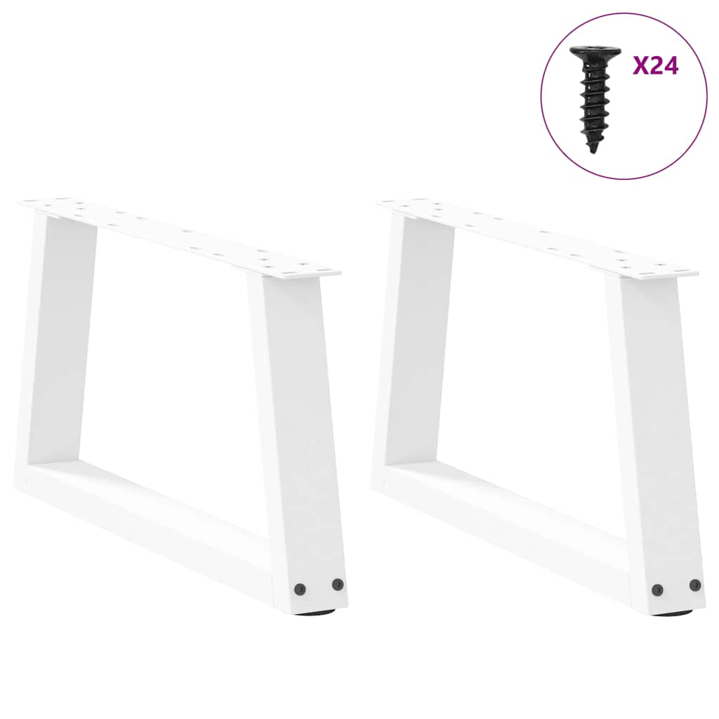 Pieds de table à manger forme V 2pcs blanc 60x(30-31,3)cm acier Pieds de table vidaXL