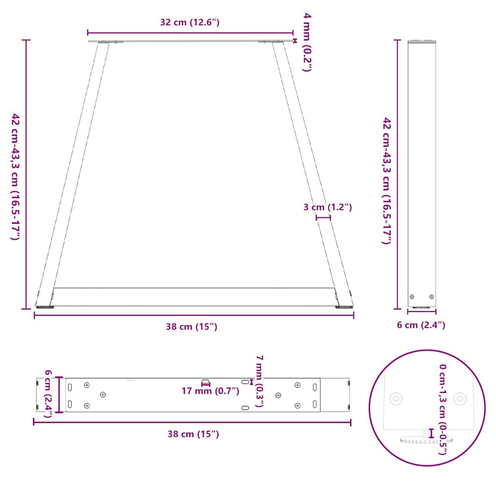 Pieds de table à manger en forme de V 2 pcs anthracite acier Pieds de table vidaXL