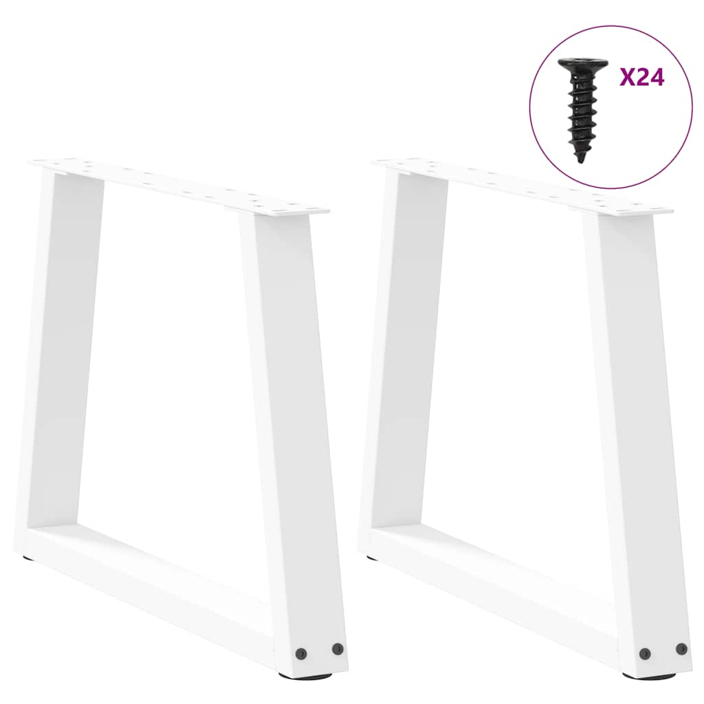 Pieds de table à manger forme V 2pcs blanc 60x(42-43,3)cm acier Pieds de table vidaXL