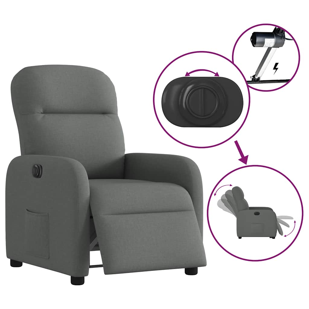 Fauteuil inclinable électrique Gris foncé Tissu - Xios Store SNC