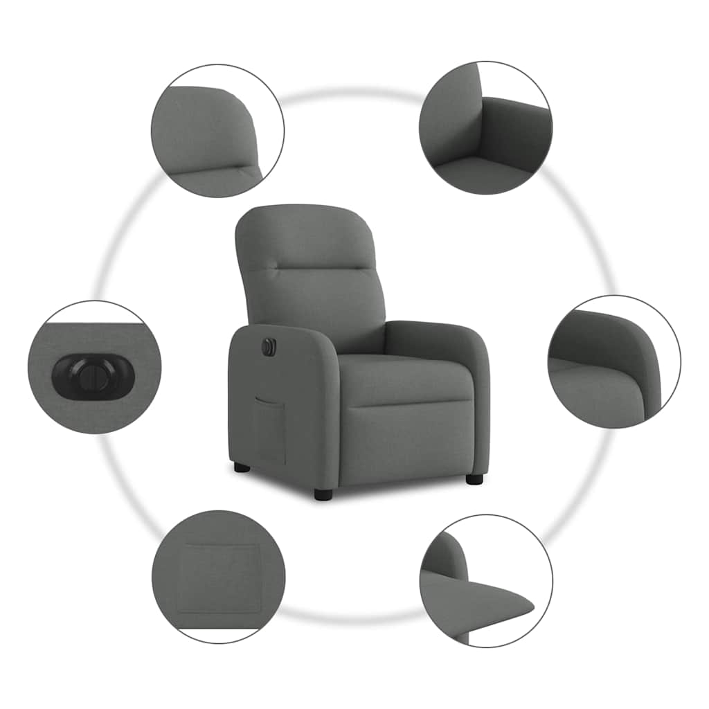 Fauteuil inclinable électrique Gris foncé Tissu - Xios Store SNC