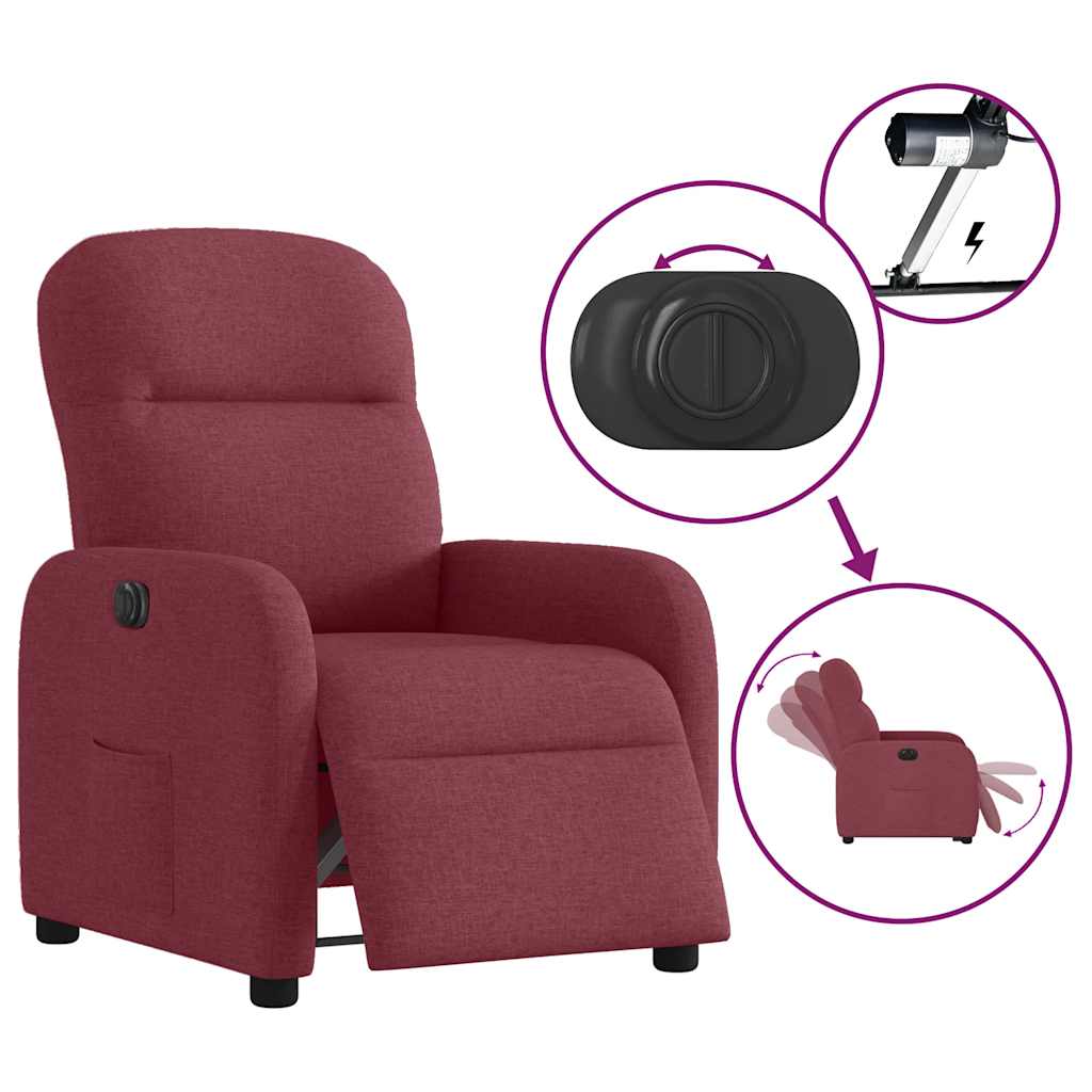 Fauteuil inclinable électrique Rouge bordeaux Tissu - Xios Store SNC