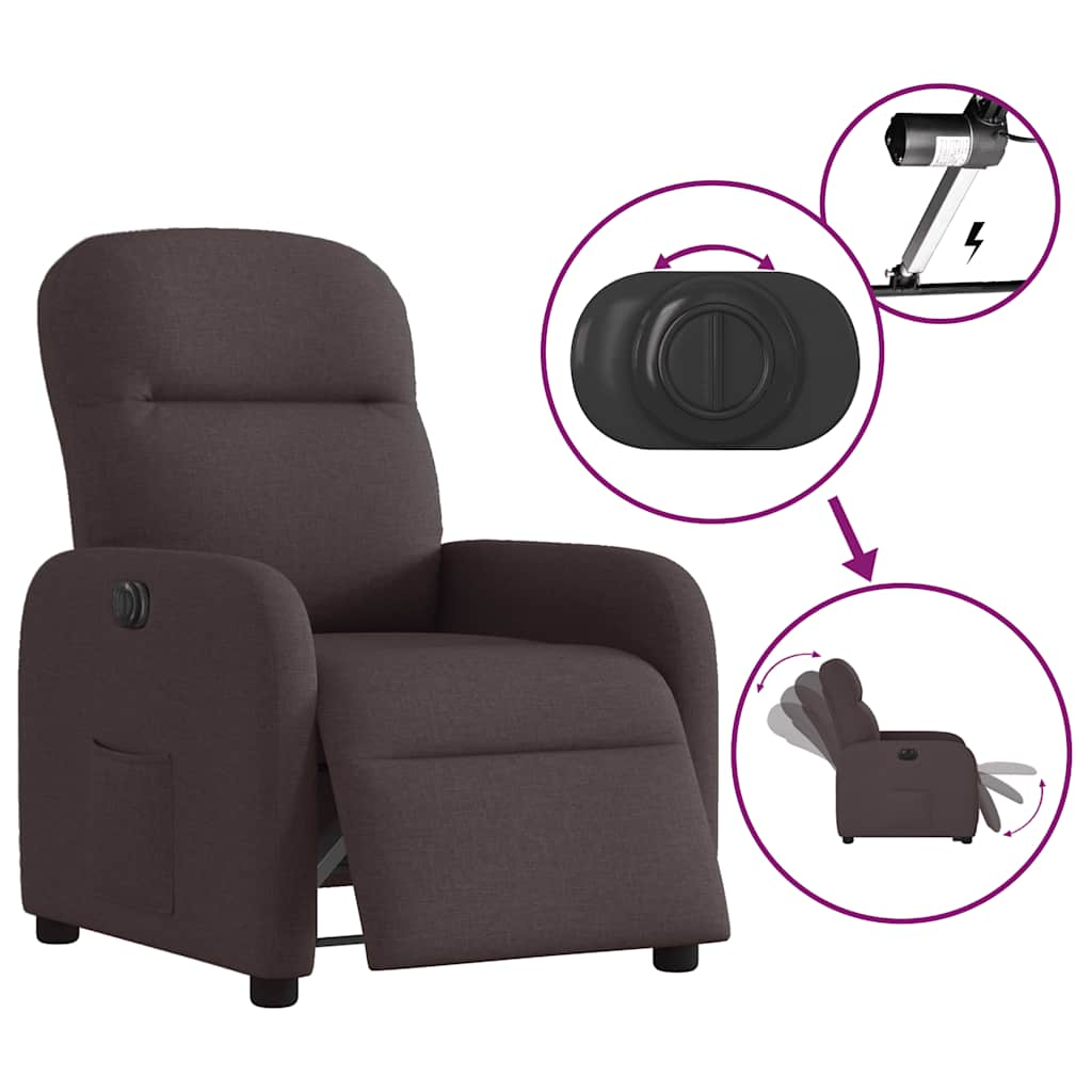 Fauteuil inclinable électrique Marron foncé Tissu - Xios Store SNC