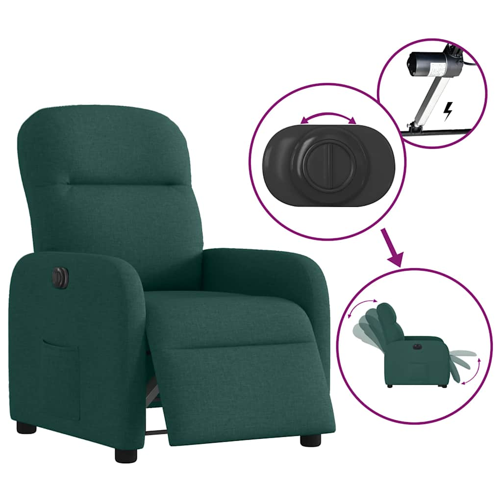 Fauteuil inclinable électrique Vert foncé Tissu - Xios Store SNC