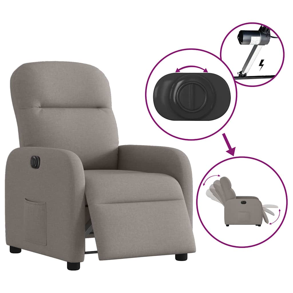 Fauteuil inclinable électrique Taupe Tissu - Xios Store SNC