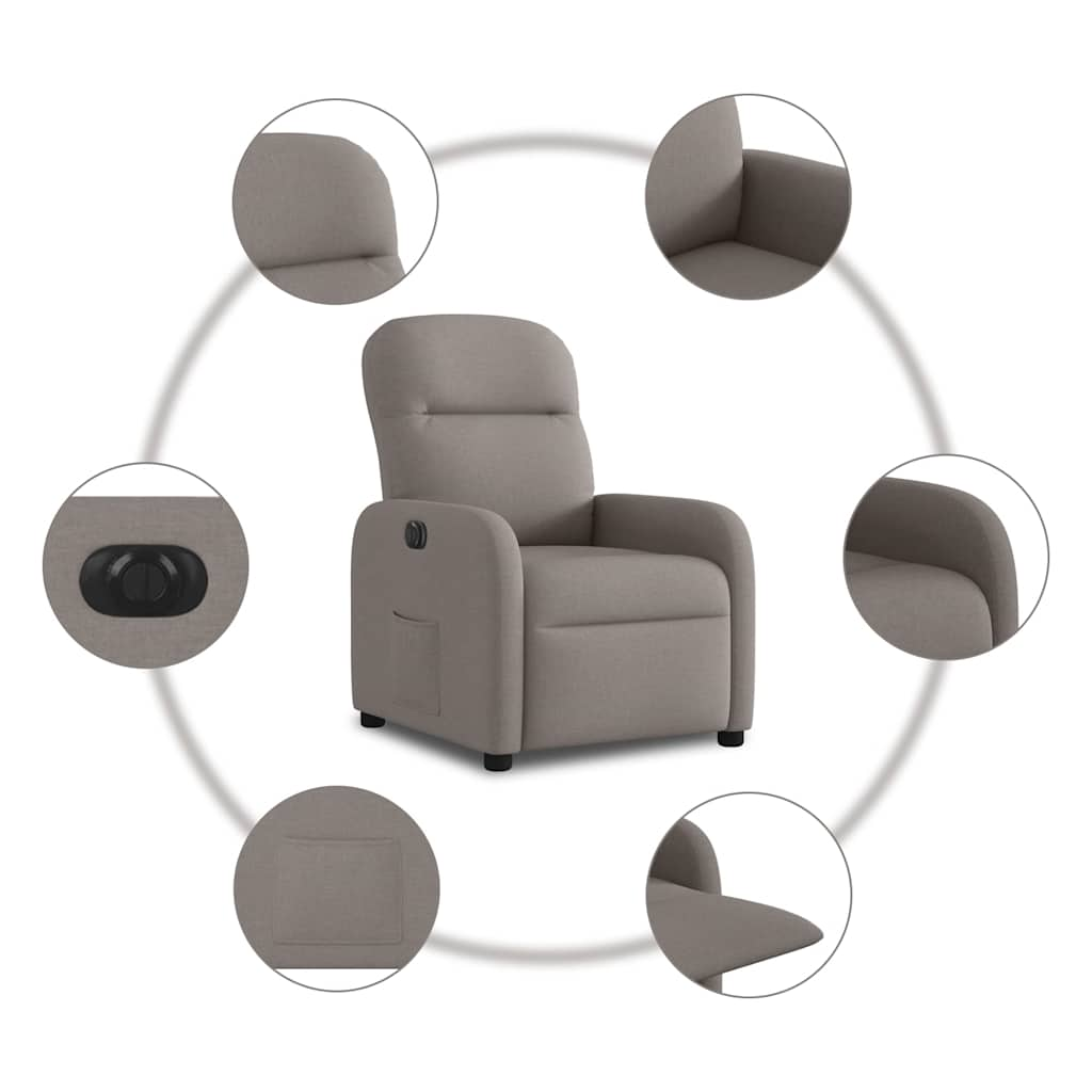 Fauteuil inclinable électrique Taupe Tissu - Xios Store SNC