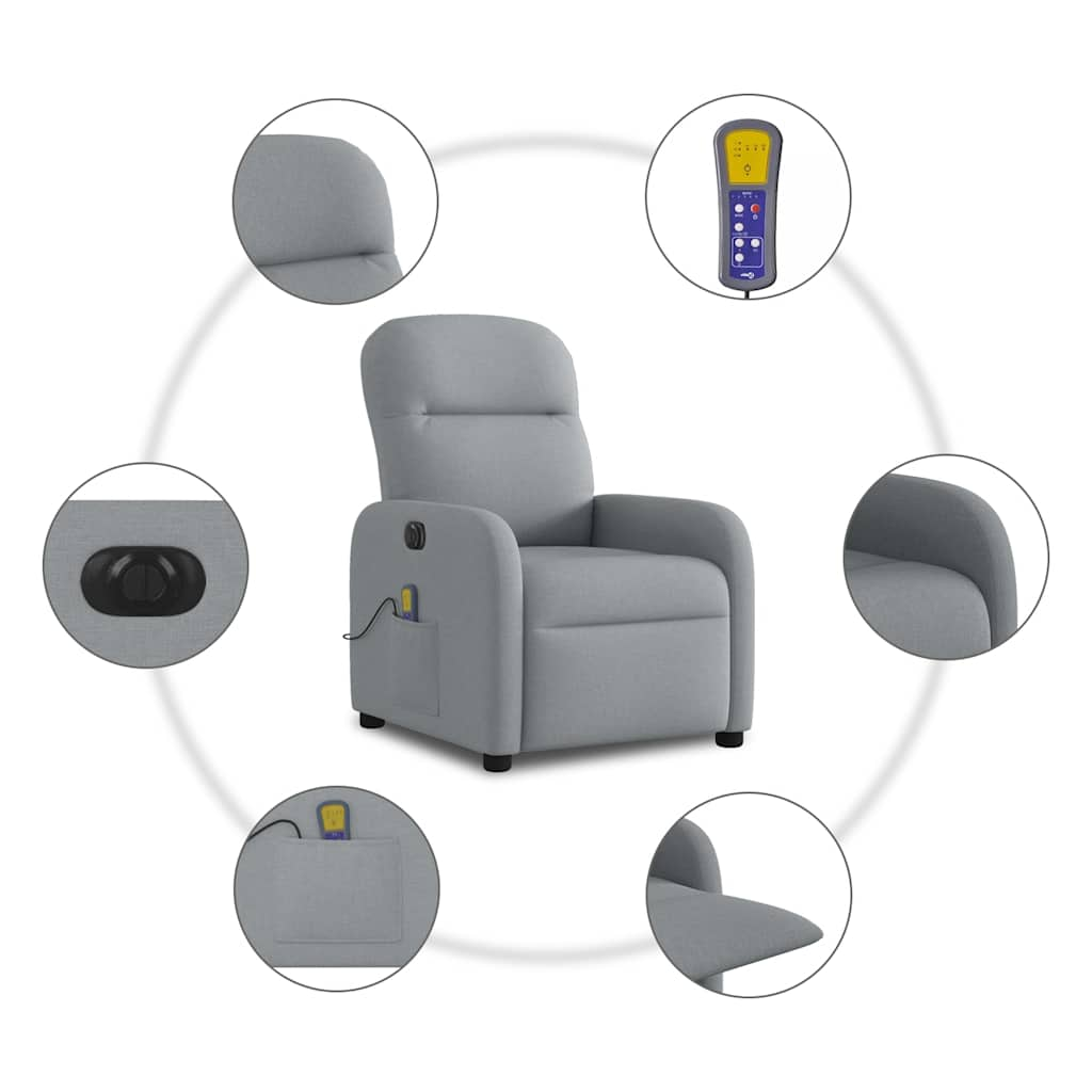 Fauteuil de massage inclinable électrique gris clair tissu - Xios Store SNC