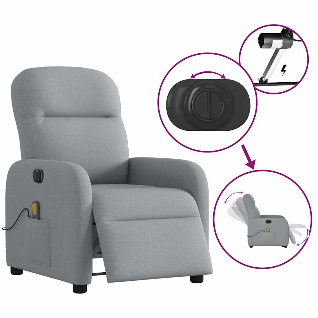 Fauteuil de massage inclinable électrique gris clair tissu - Xios Store SNC