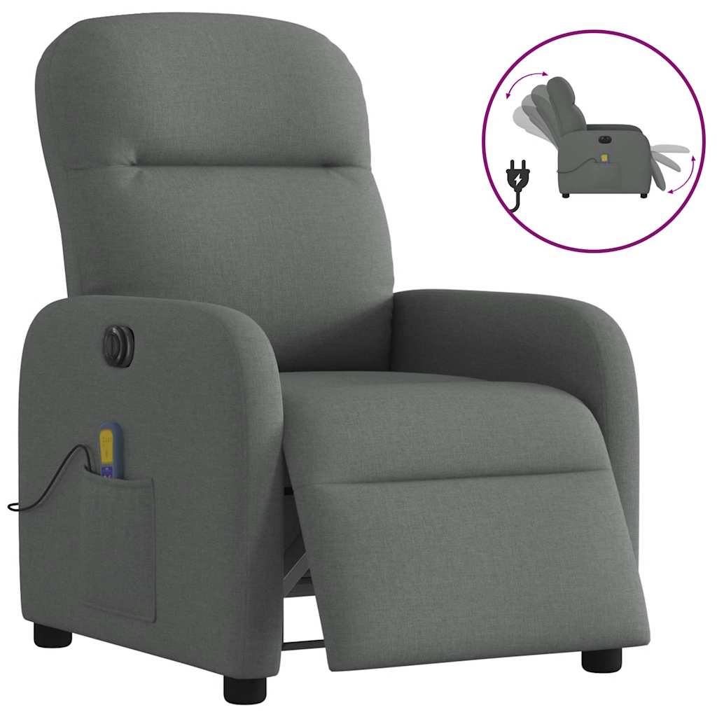 Fauteuil inclinable de massage électrique gris foncé tissu - Xios Store SNC