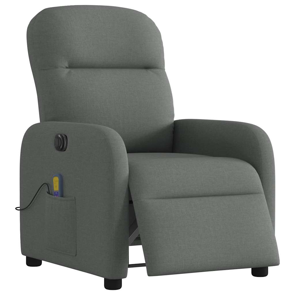 Fauteuil inclinable de massage électrique gris foncé tissu Fauteuils vidaXL   