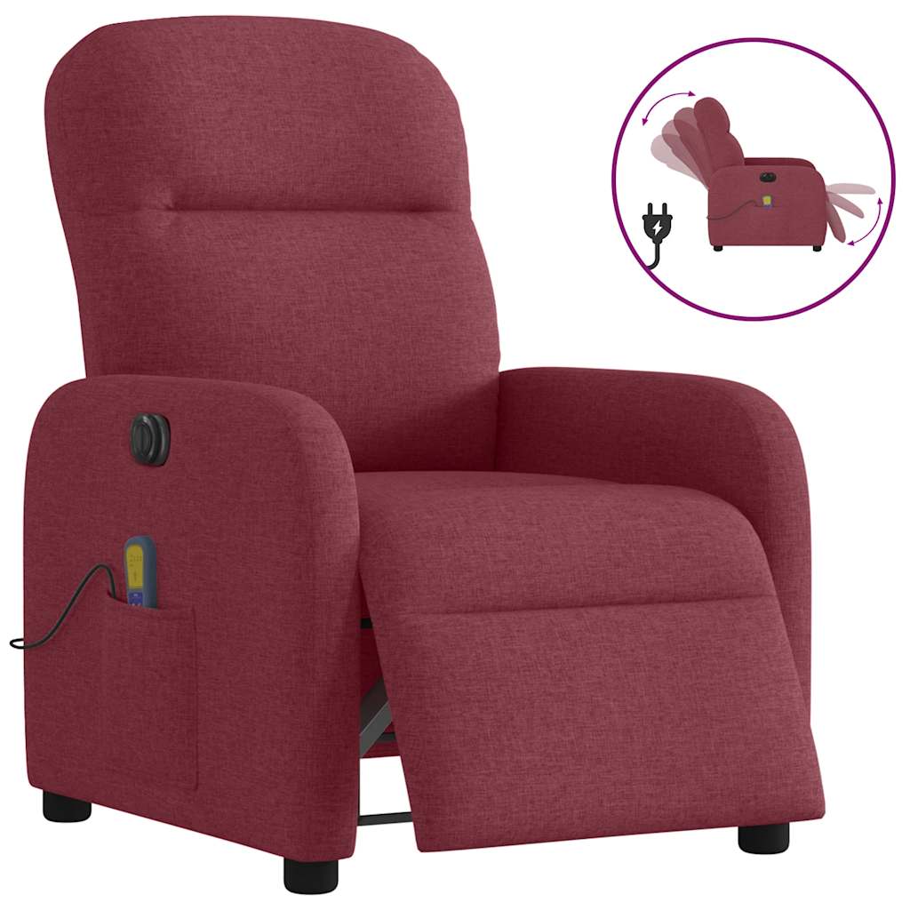 Fauteuil de massage inclinable électrique Rouge bordeaux Tissu - Xios Store SNC