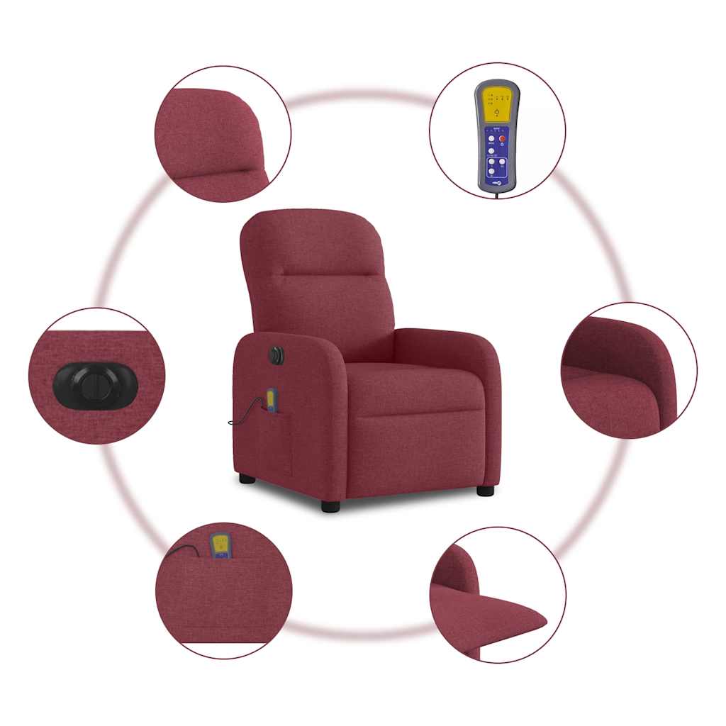 Fauteuil de massage inclinable électrique Rouge bordeaux Tissu - Xios Store SNC