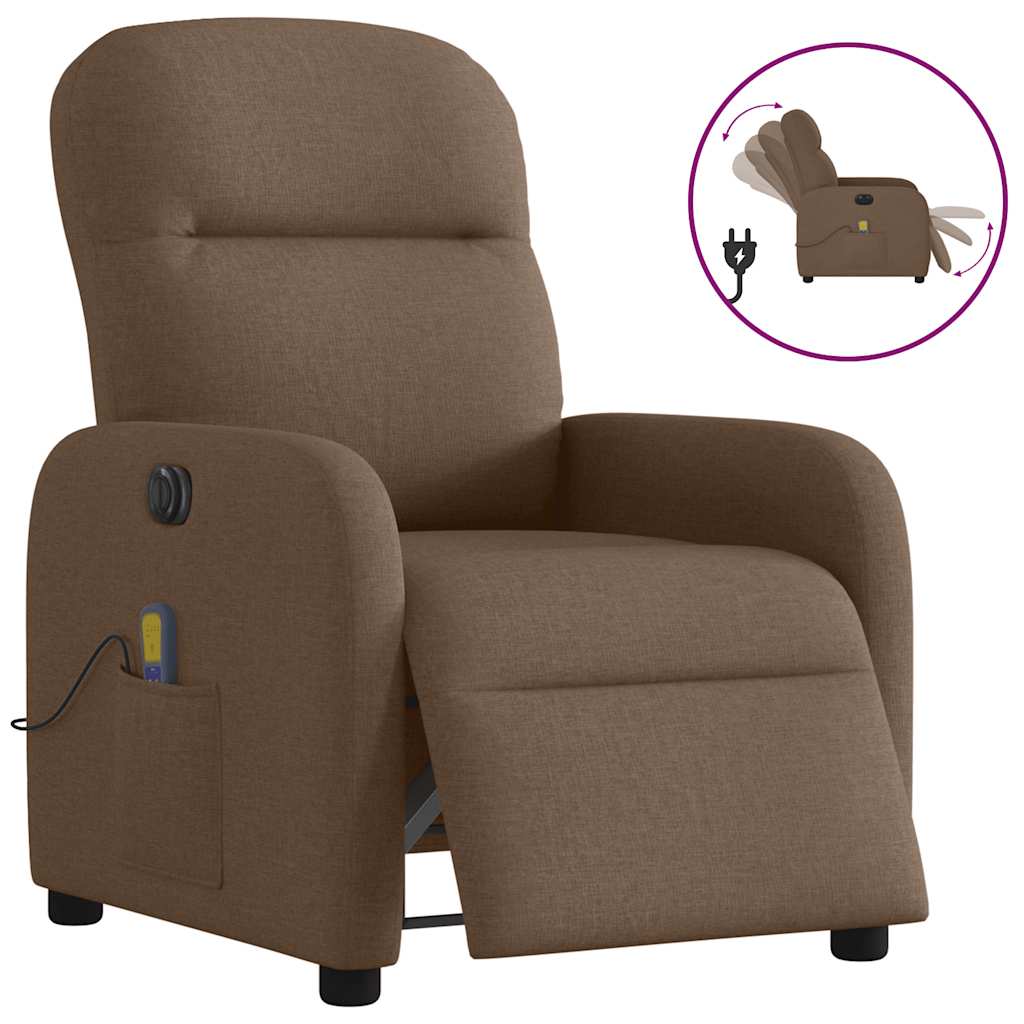 Fauteuil inclinable de massage électrique marron tissu - Xios Store SNC