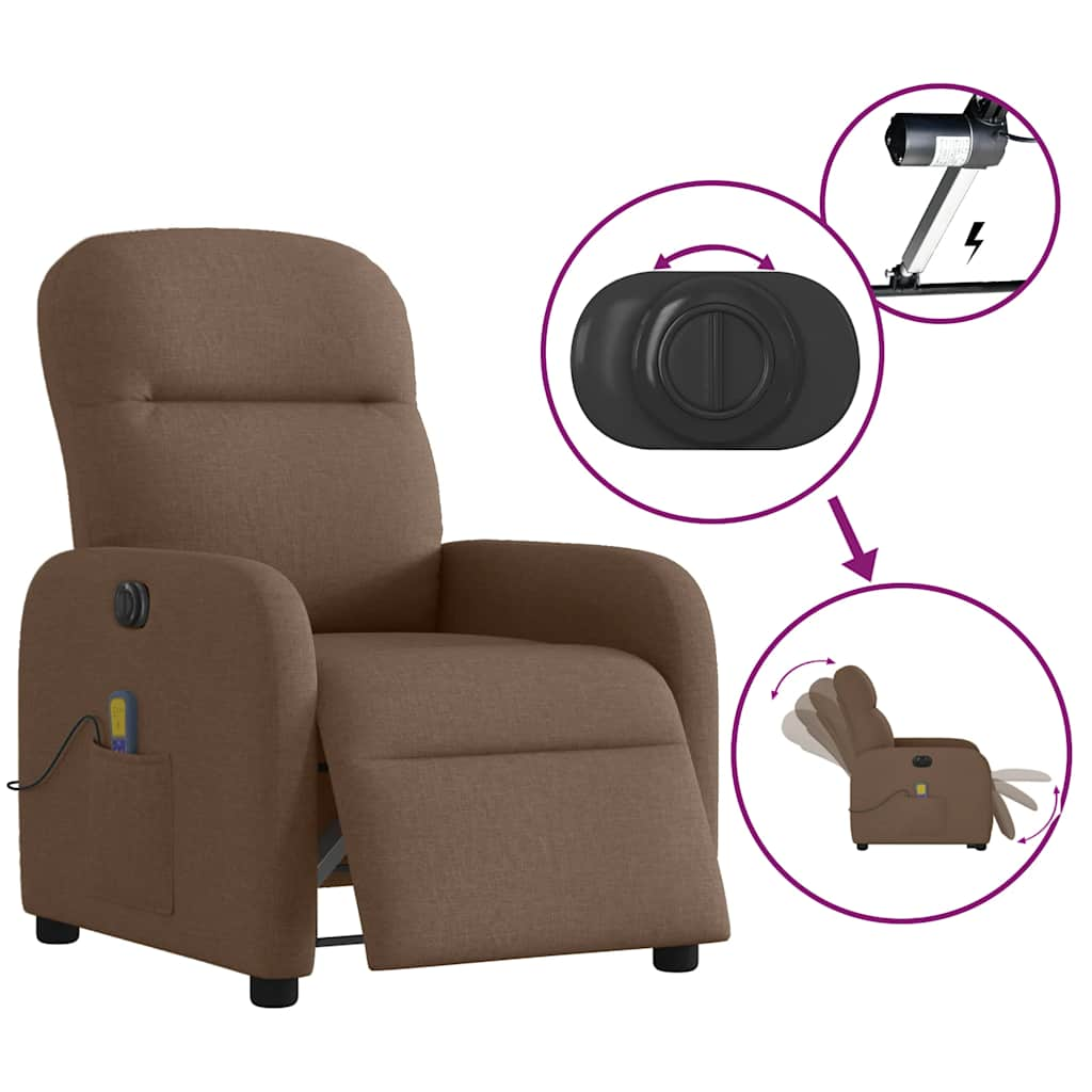 Fauteuil inclinable de massage électrique marron tissu - Xios Store SNC