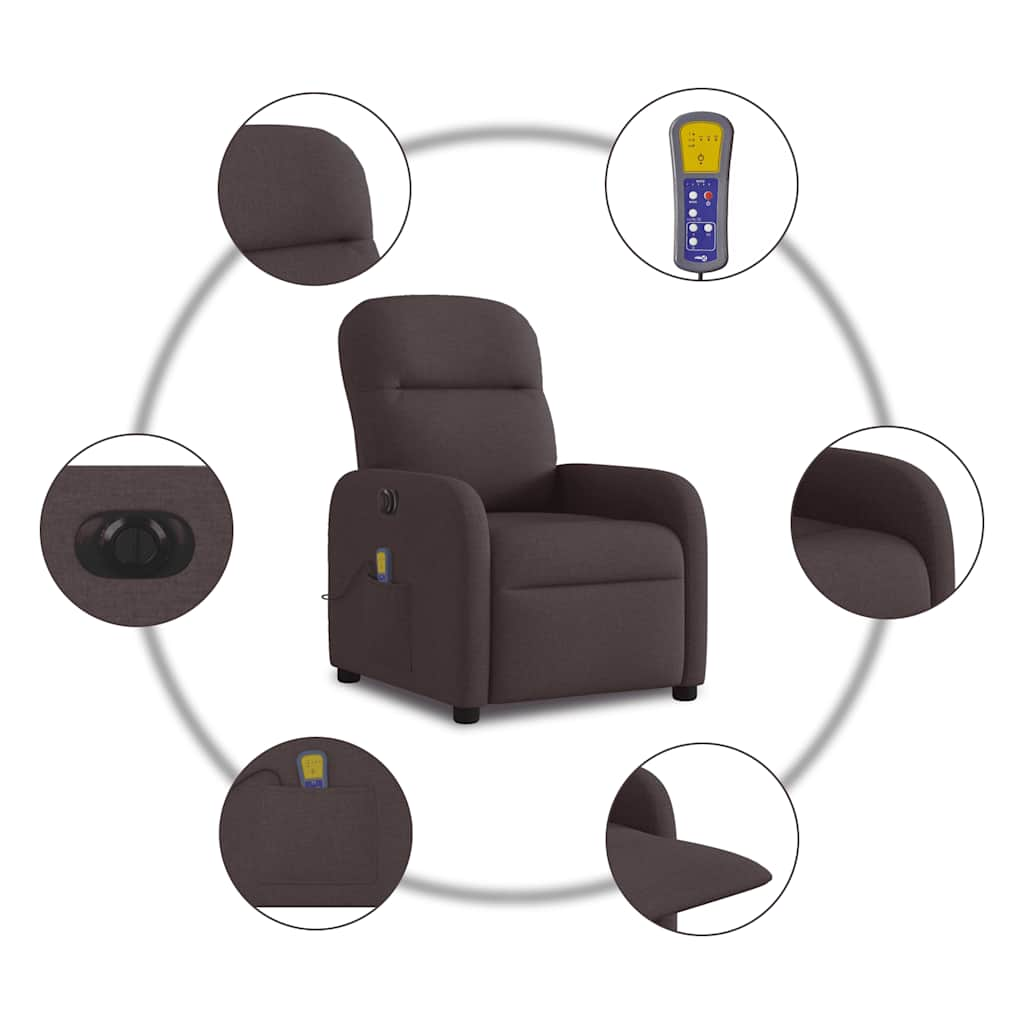 Fauteuil de massage inclinable électrique Marron foncé Tissu - Xios Store SNC