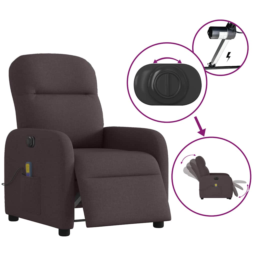 Fauteuil de massage inclinable électrique Marron foncé Tissu - Xios Store SNC