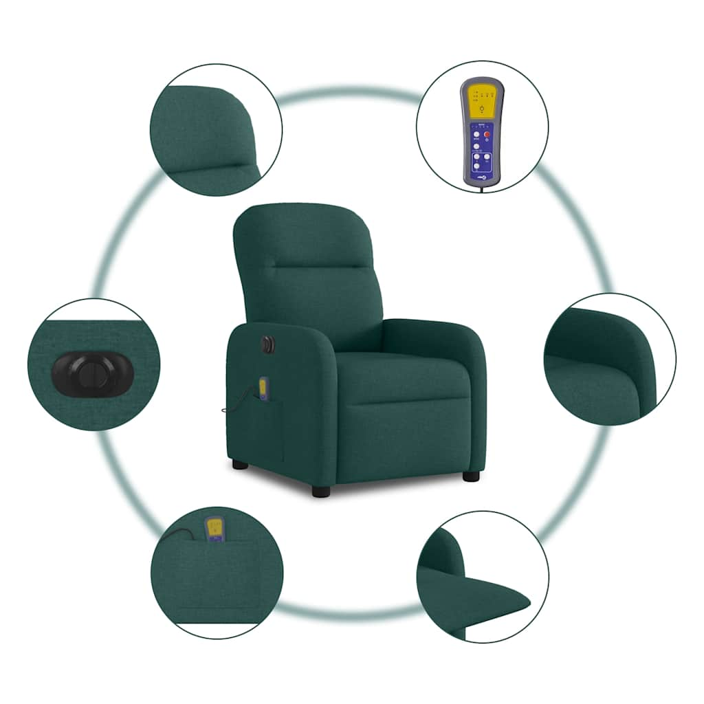 Fauteuil de massage inclinable électrique Vert foncé Tissu - Xios Store SNC