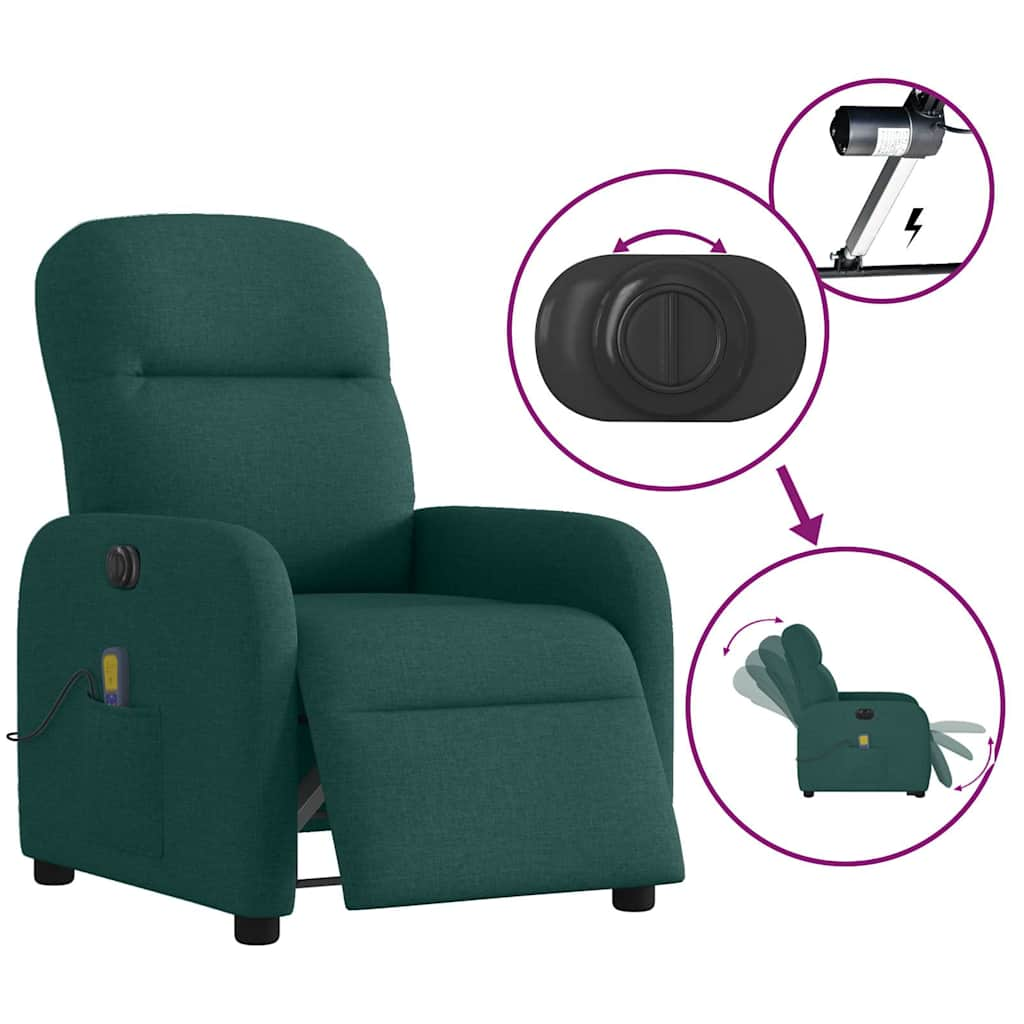 Fauteuil de massage inclinable électrique Vert foncé Tissu - Xios Store SNC