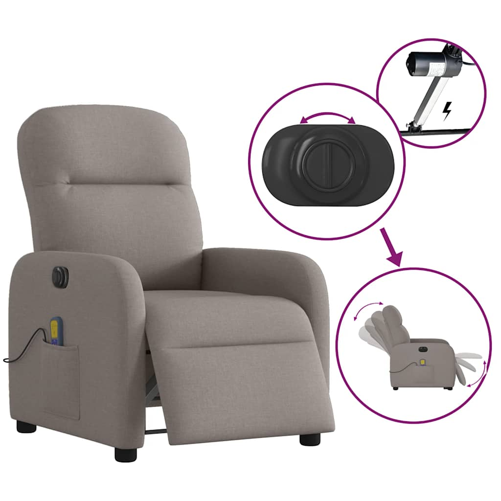 Fauteuil de massage inclinable électrique Taupe Tissu - Xios Store SNC