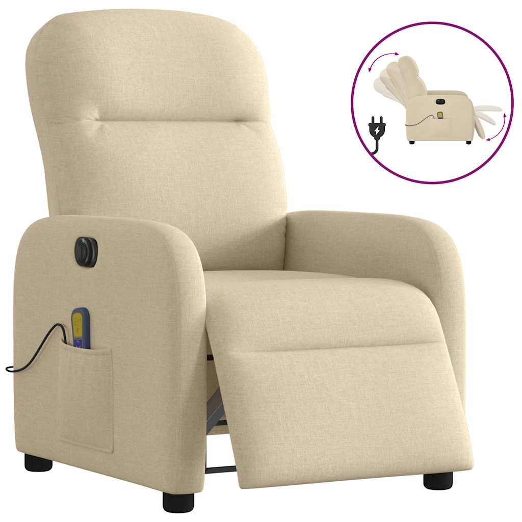 Fauteuil inclinable de massage électrique crème tissu - Xios Store SNC