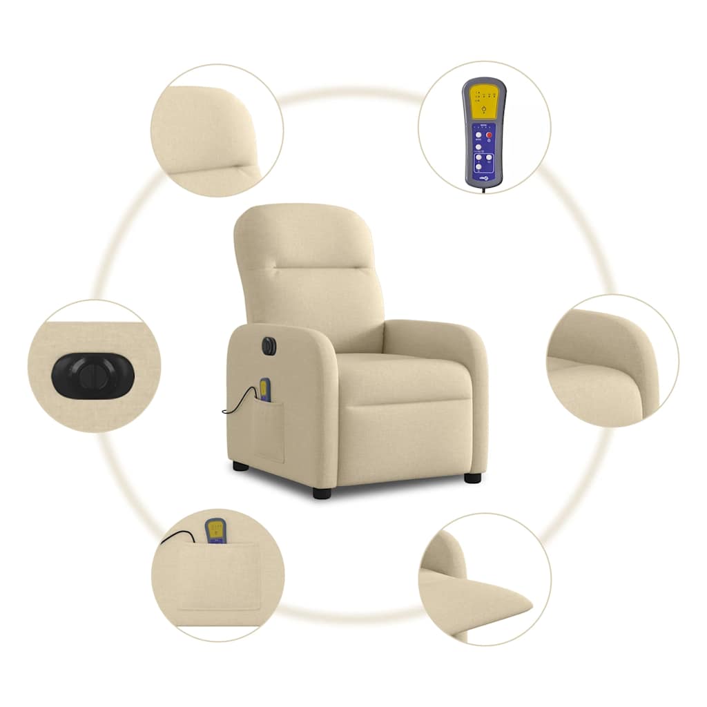 Fauteuil inclinable de massage électrique crème tissu - Xios Store SNC