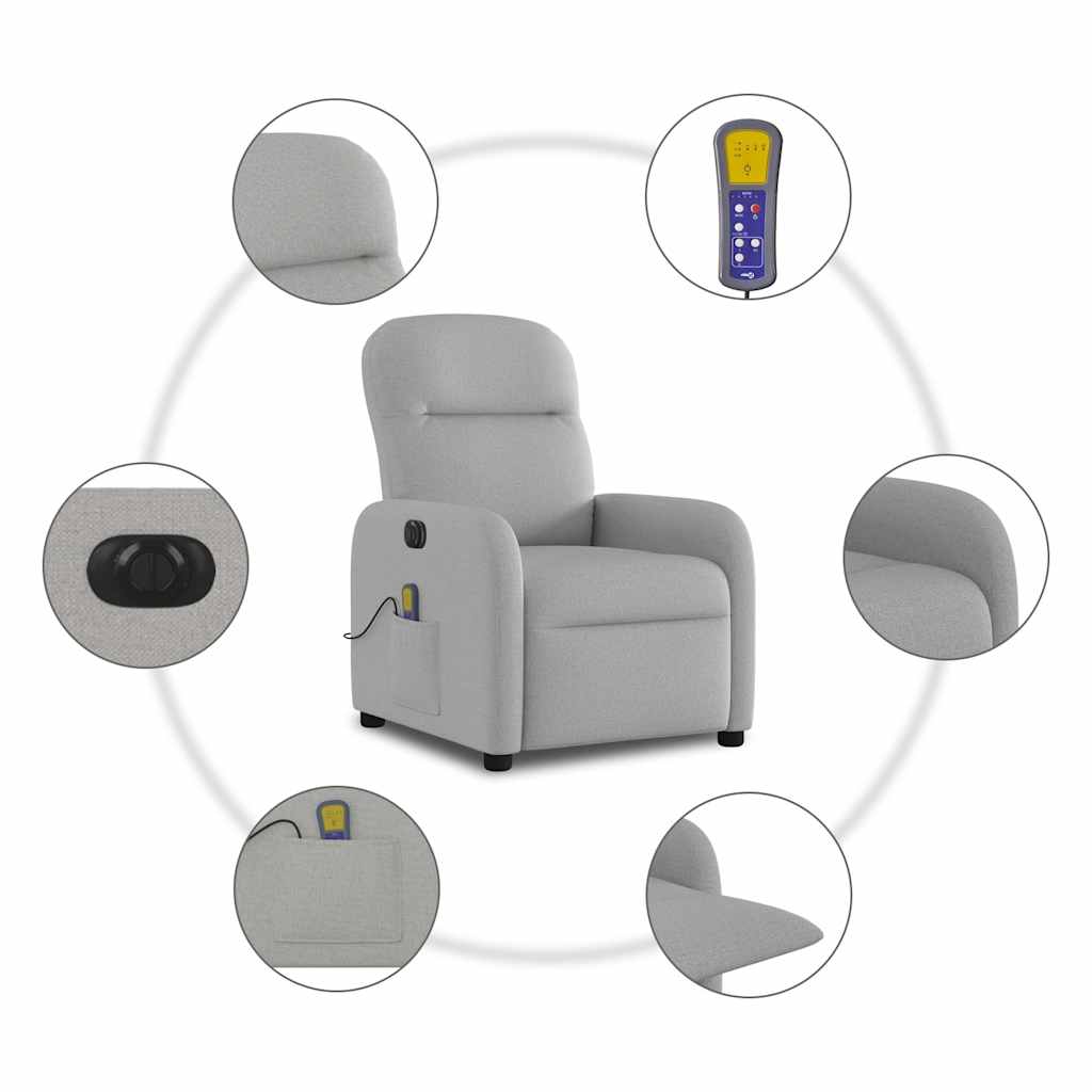 Fauteuil de massage inclinable électrique gris nuage tissu - Xios Store SNC