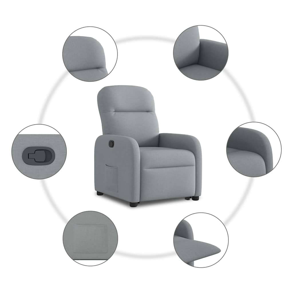 Fauteuil inclinable Gris clair Tissu Fauteuils vidaXL   