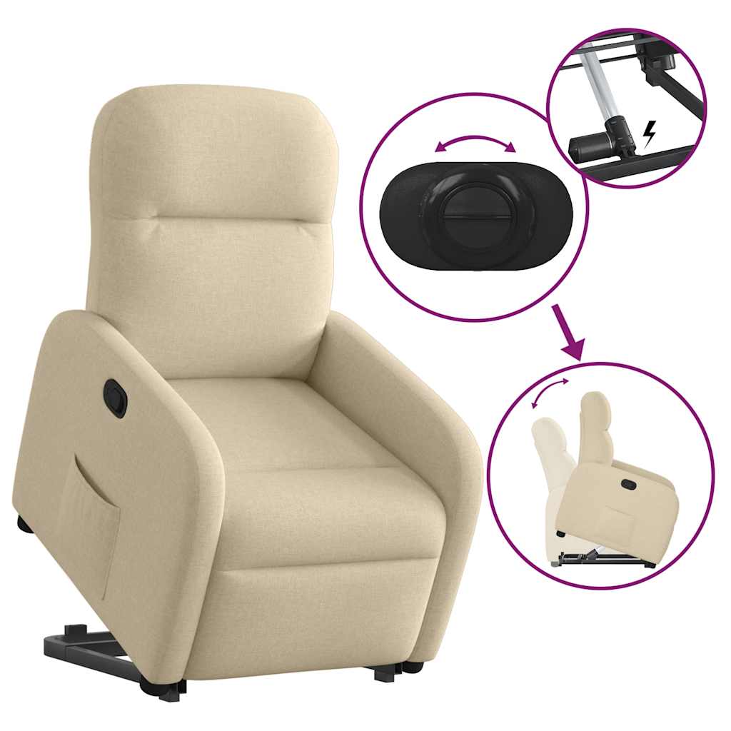 Fauteuil inclinable Crème Tissu Fauteuils vidaXL   