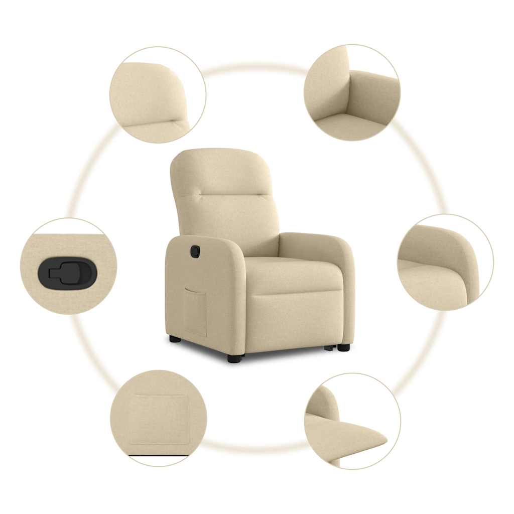 Fauteuil inclinable Crème Tissu Fauteuils vidaXL   