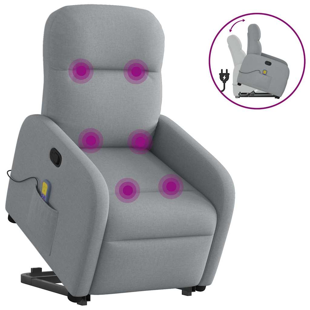 Fauteuil de massage inclinable Gris clair Tissu Fauteuils vidaXL   