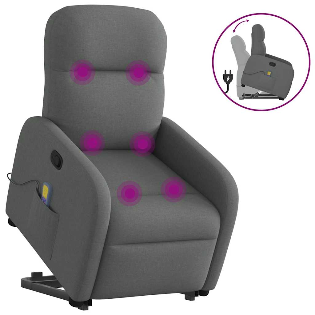 Fauteuil de massage inclinable Gris foncé Tissu Fauteuils vidaXL   