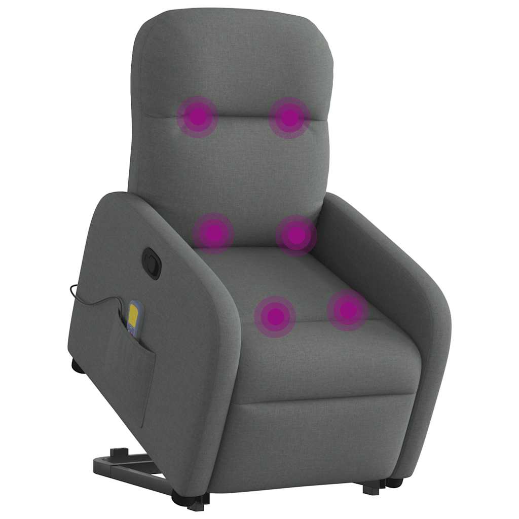 Fauteuil de massage inclinable Gris foncé Tissu Fauteuils vidaXL   