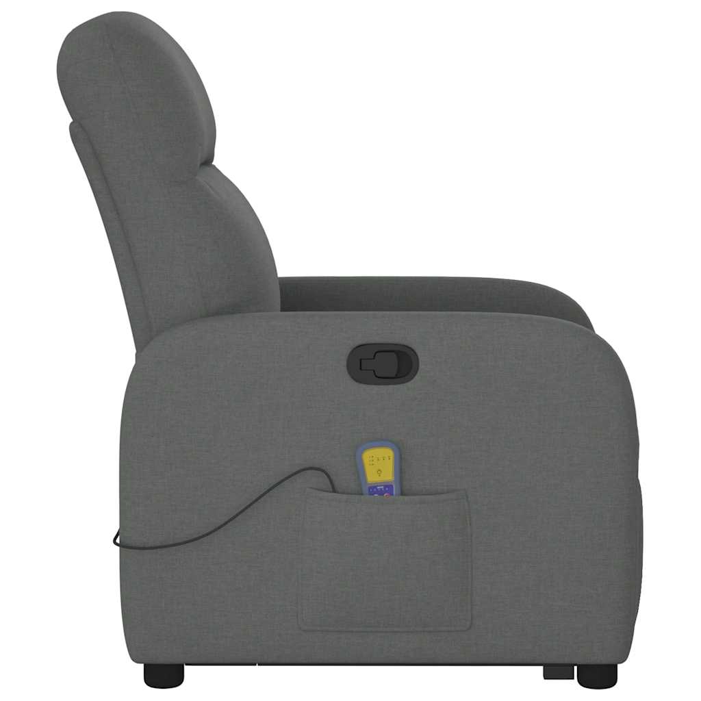 Fauteuil de massage inclinable Gris foncé Tissu Fauteuils vidaXL   