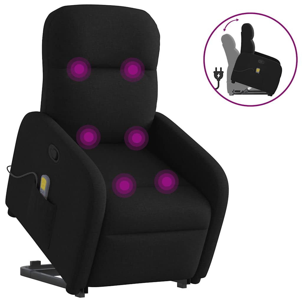 Fauteuil de massage inclinable Noir Tissu Fauteuils vidaXL   