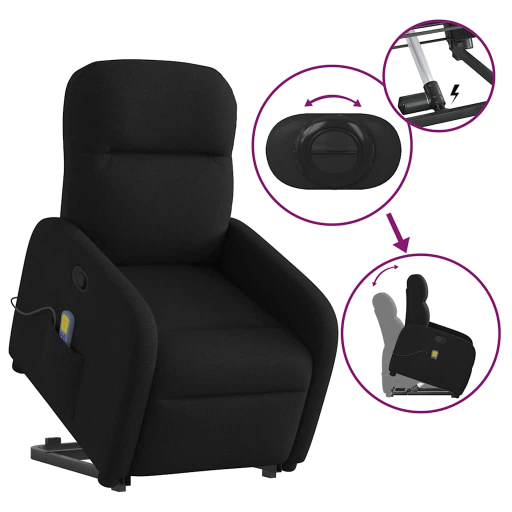 Fauteuil de massage inclinable Noir Tissu Fauteuils vidaXL   