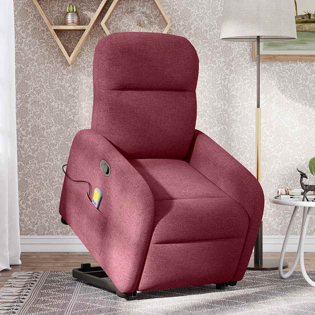 Fauteuil inclinable de massage Rouge bordeaux Tissu Fauteuils vidaXL   