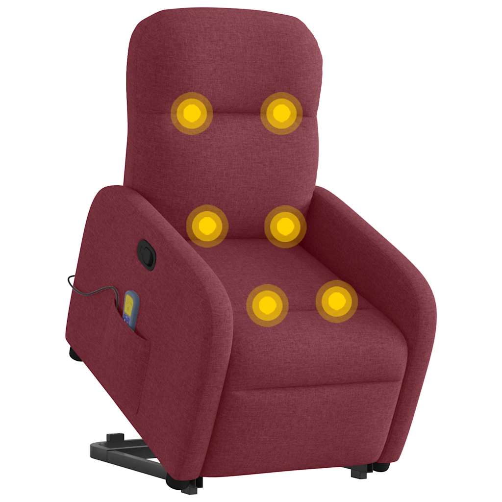 Fauteuil inclinable de massage Rouge bordeaux Tissu Fauteuils vidaXL   