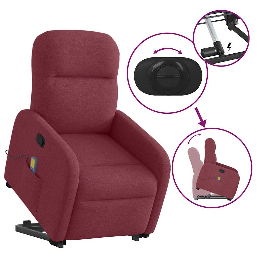 Fauteuil inclinable de massage Rouge bordeaux Tissu Fauteuils vidaXL   