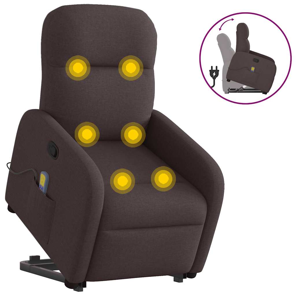 Fauteuil inclinable de massage Marron foncé Tissu Fauteuils vidaXL   