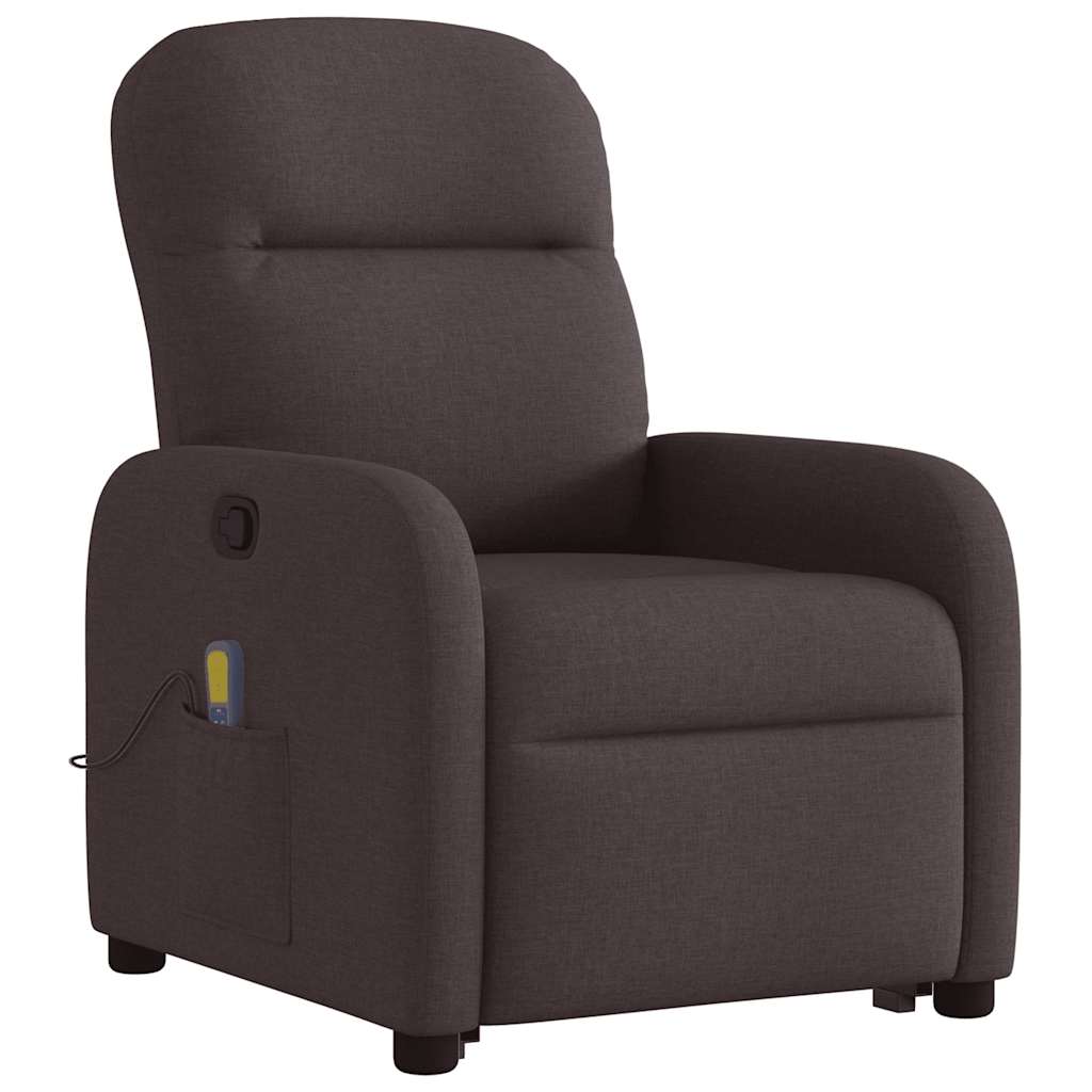 Fauteuil inclinable de massage Marron foncé Tissu Fauteuils vidaXL   