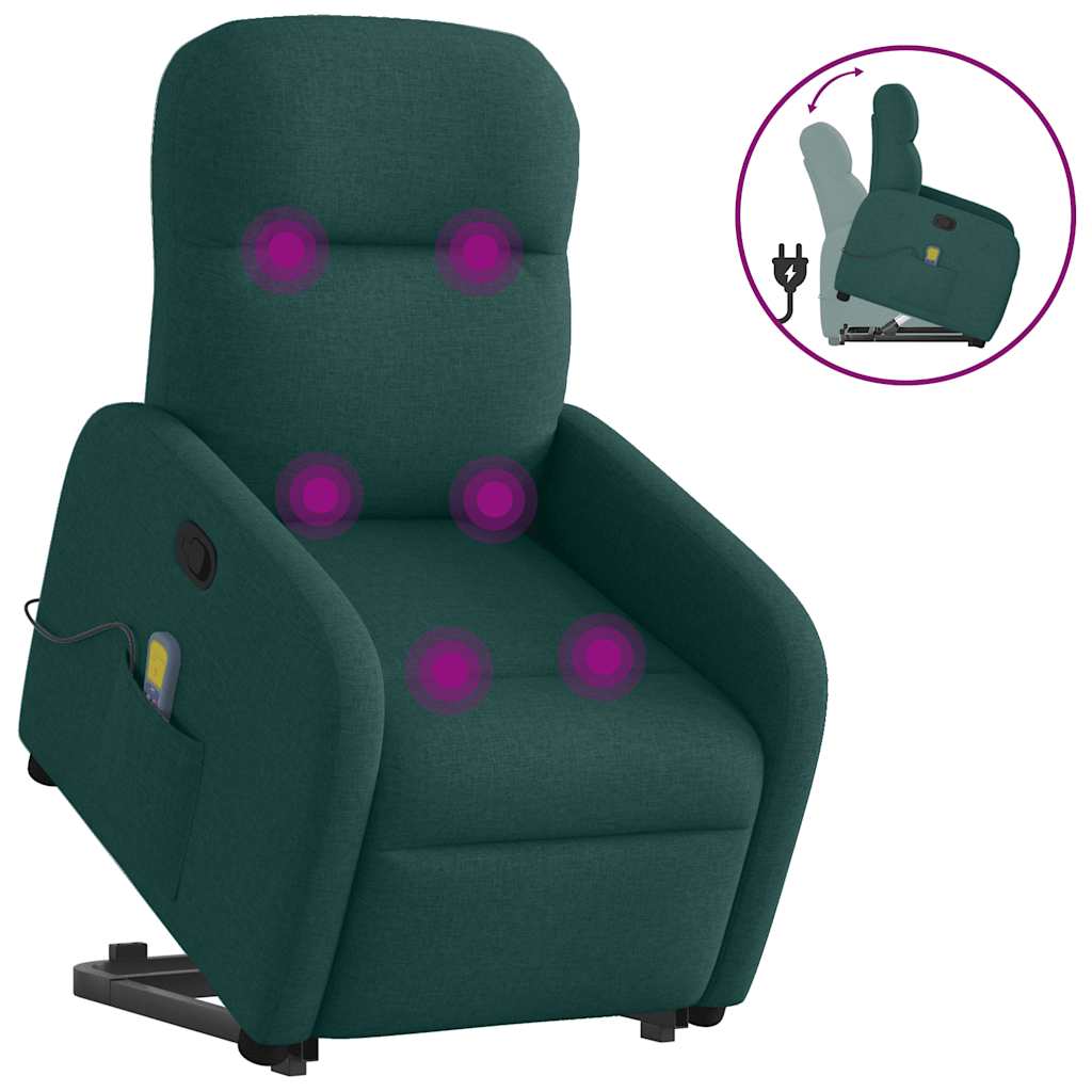 Fauteuil inclinable de massage Vert foncé Tissu Fauteuils vidaXL   